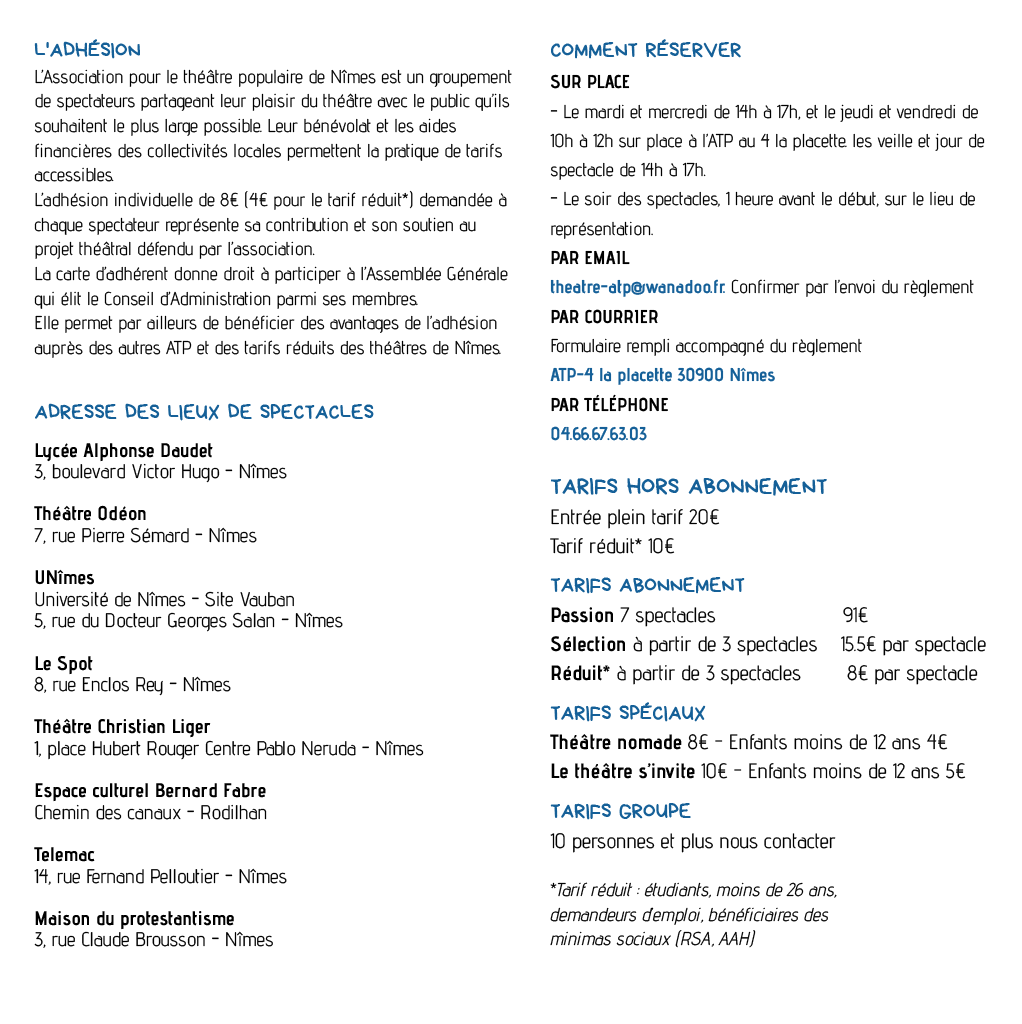 couverture de la plaquette de la saison 55 des ATP de Nîmes